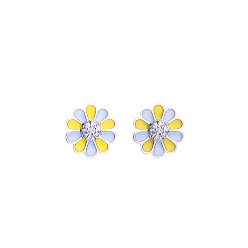 New Product Refreshing 925 Sterling Silver Sunflower Earrings Pure Silver Exquisite Jewelry Resin Flower Earrings for Women