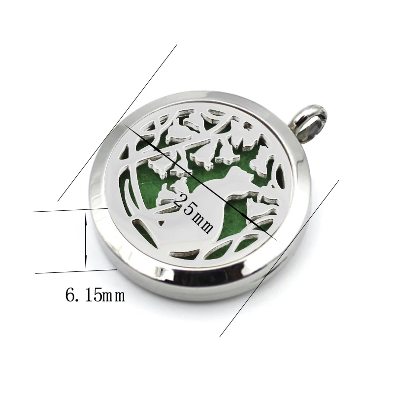 25mm Magnetic Perfume Aromatherapy Locket fit Necklace 316L Stainless Steel Essential Oil Diffuser Locket Pendant