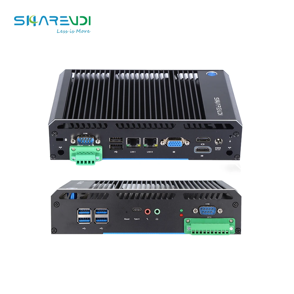 Wall-mounted fanless mini industrial PC IPC X86 single board computer with i3 i5 i7
