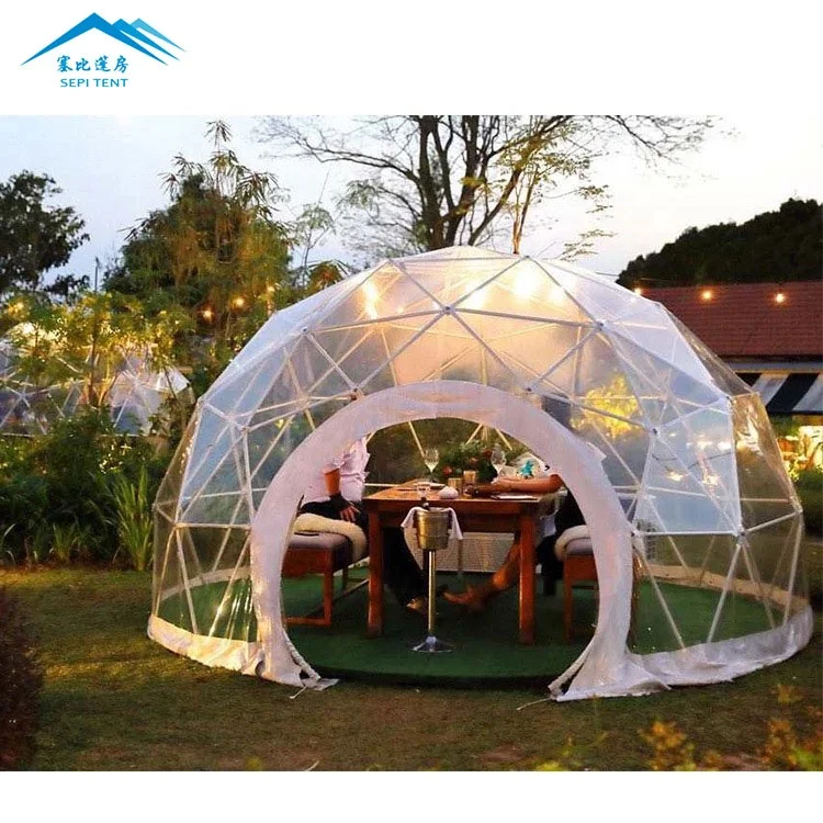OEM 4M 5M 6M Diameter Hight Quality Glamping Waterproof PVC Luxury Garden Igloo Round Geodesic Clear Plastic Dome Tent Outdoor