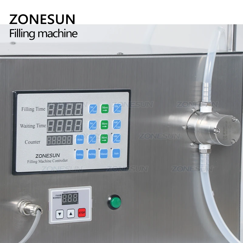 ZONESUN Magnetic Pump Beverage Perfume Water Juice Pigment Essential Oil Ink Liquid Watercolor Round Bottle Filling Machine