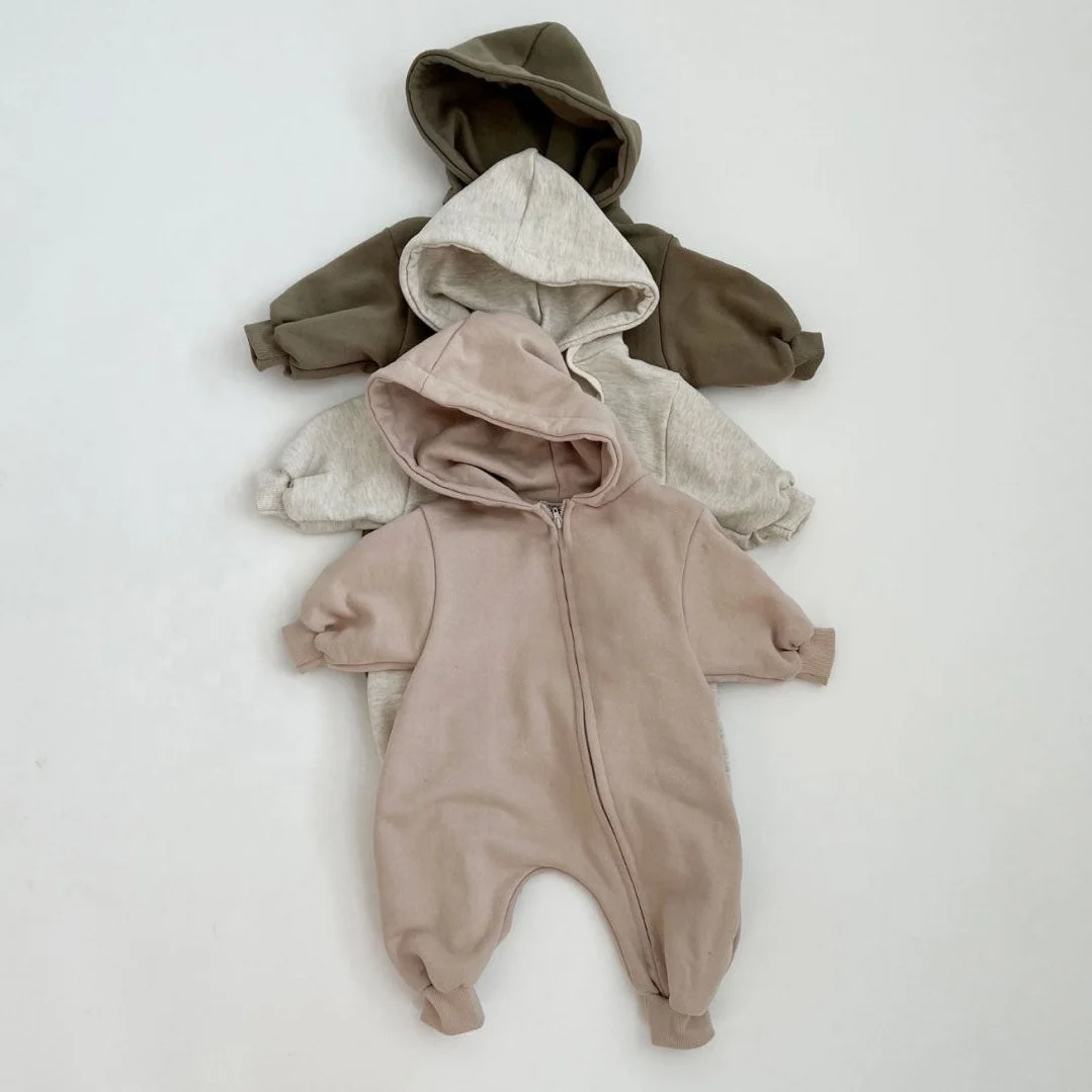 High Quality Designer Toddler Boy Girl Romper Clothes Baby Hooded Zip-Up Jumpsuit