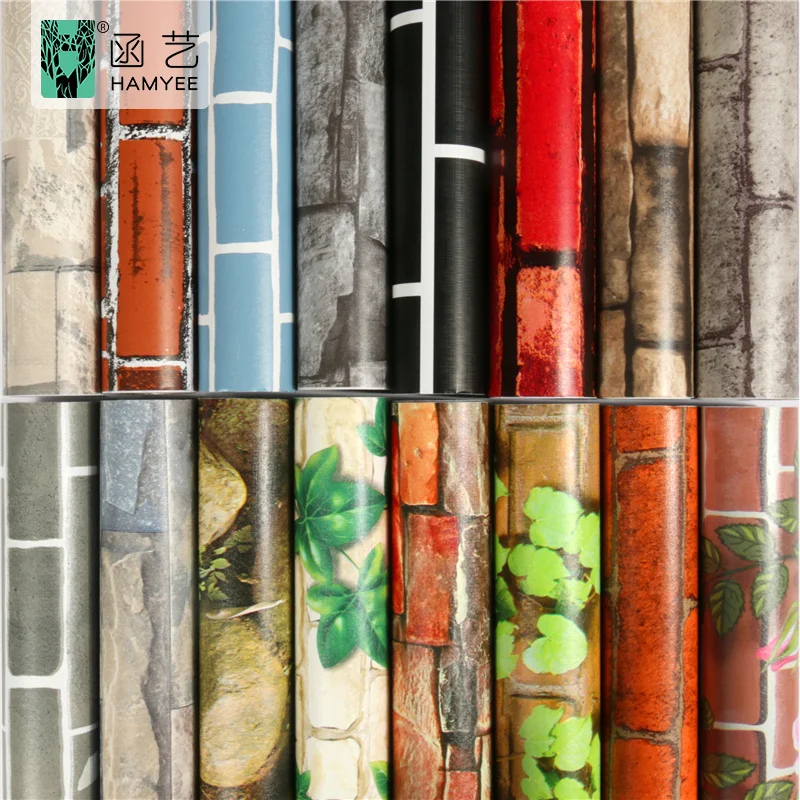 3D brick wallpaper brick pattern wholesale home decoration grey red brick wall paper roll