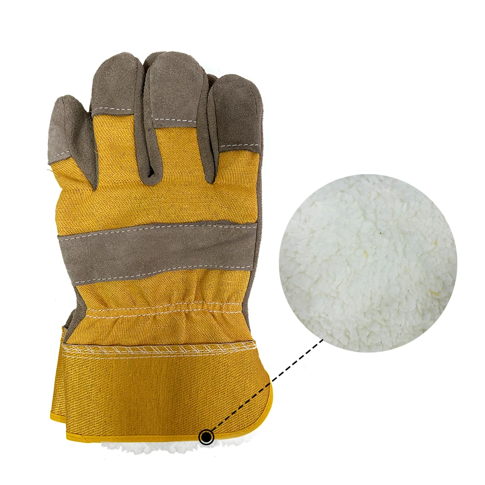 Cow split leather gloves with BOA Lining for working gloves warm lining