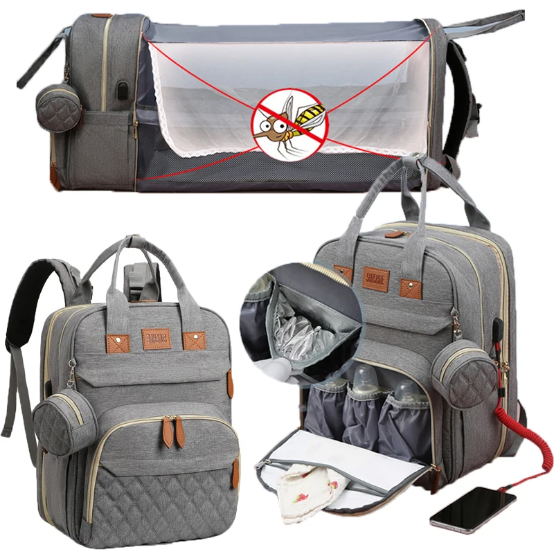 Custom backpack logo diaper bags mommy diaper bag diaper caddy organizer travel baby bag with insulated milk bottle pocket