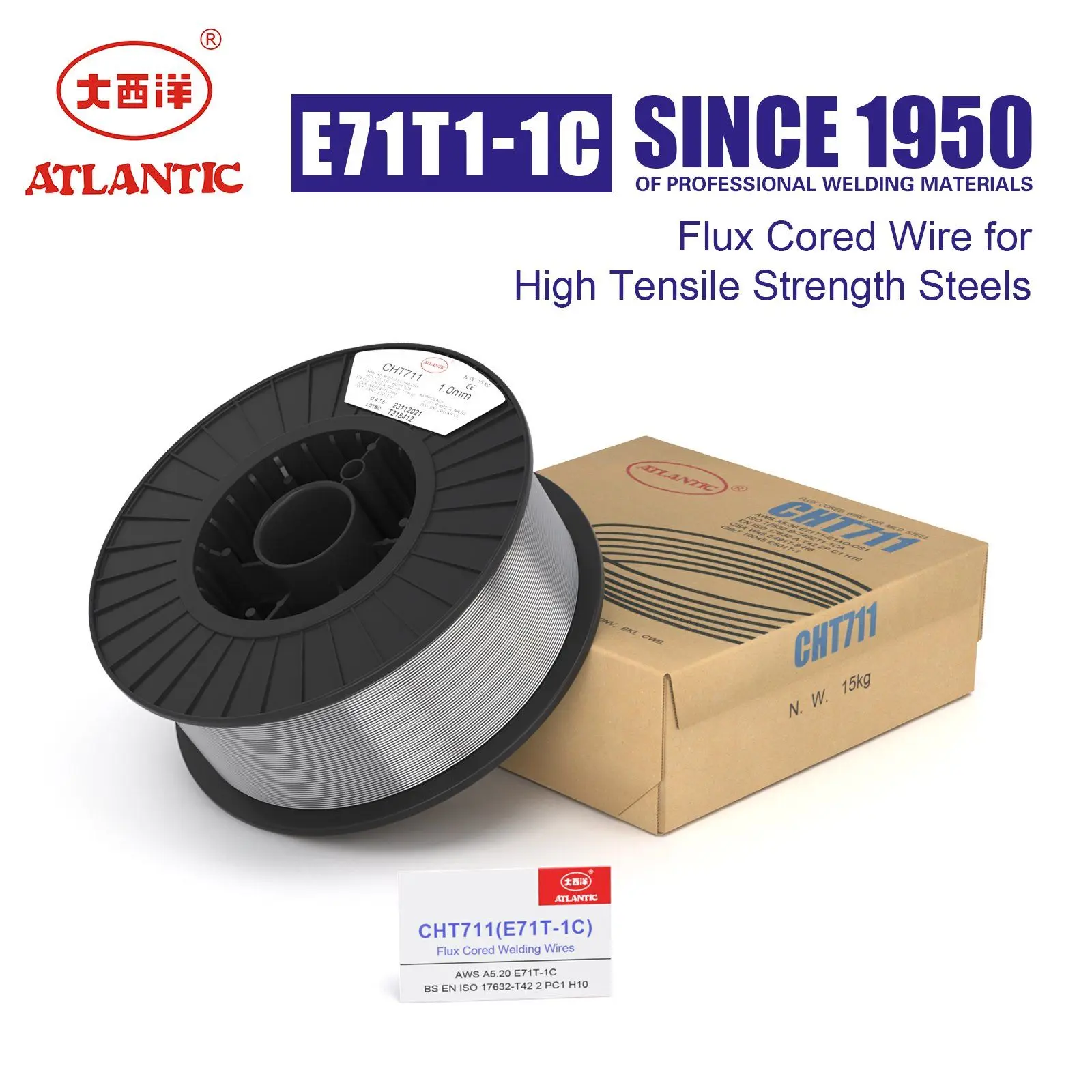 Заводская компания Atlantic OEM ODM 15 кг/катушка Cht711 1 2 мм/1 6 мм E71t-1c флюсовый сердечник