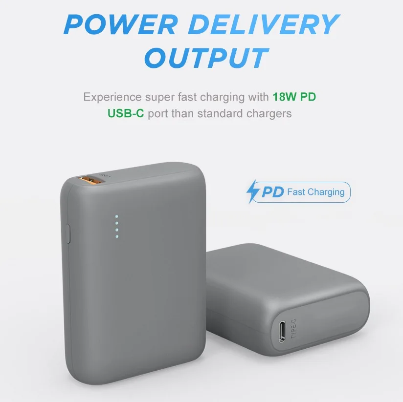  Портативное зарядное устройство USB C блок питания 3 0 аккумулятор 10000 мАч PD 18 Вт ультратонкий мобильный внешний для быстрой