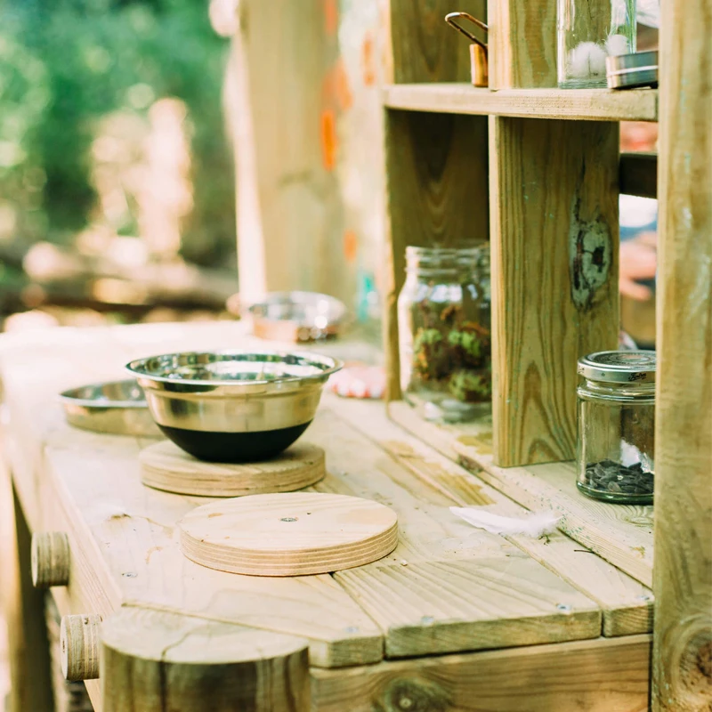 Wood Play Kitchen Mud Pue Kitchen With A Handy Shelves Wooden Hobs The Brushed Steel Kitchen Sink Easy Clean Painting Screen