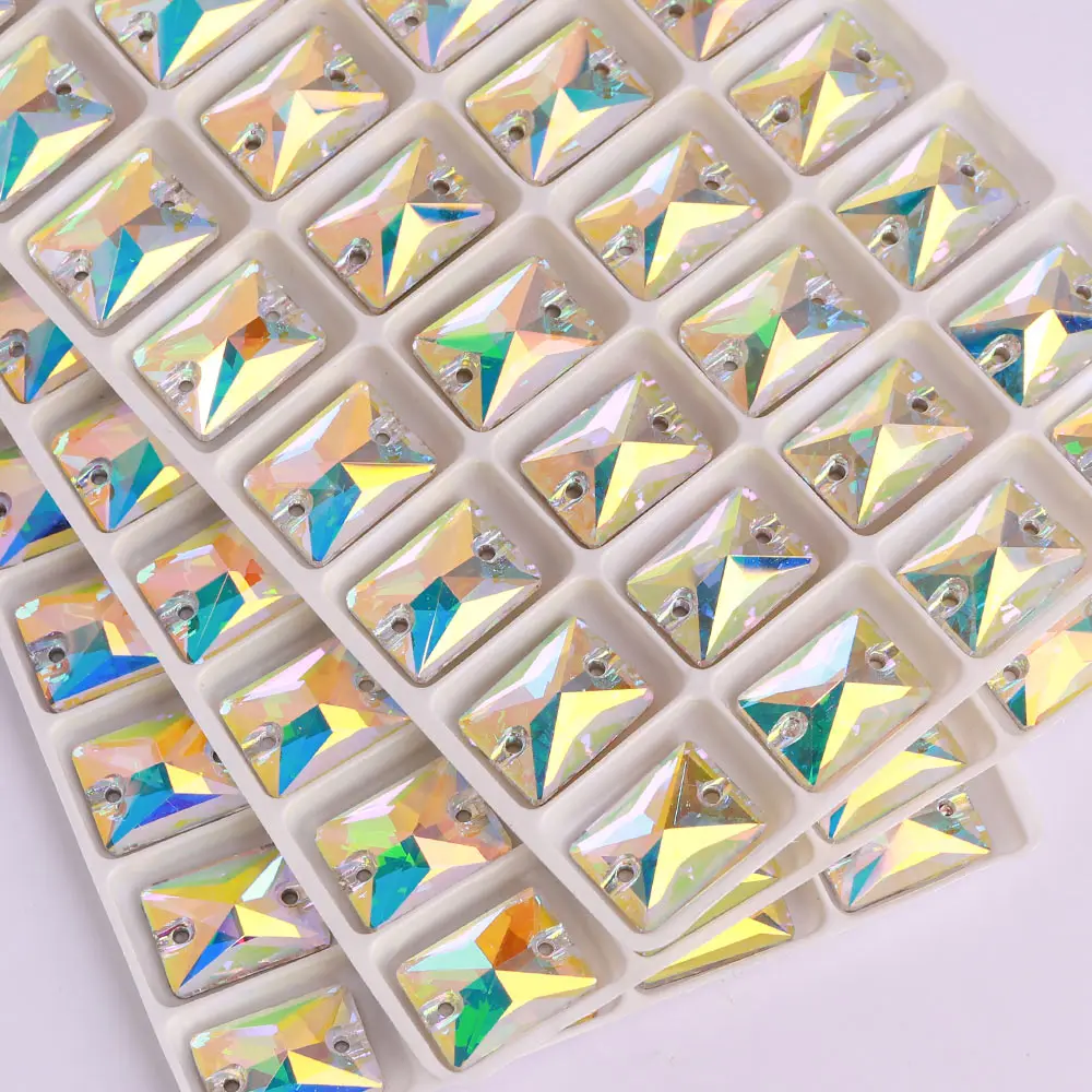 Rectangle Flat Back Loose Garment Beads Sew On Crystal Rhinestones For Garment Accessories Wholesale Glass Stone