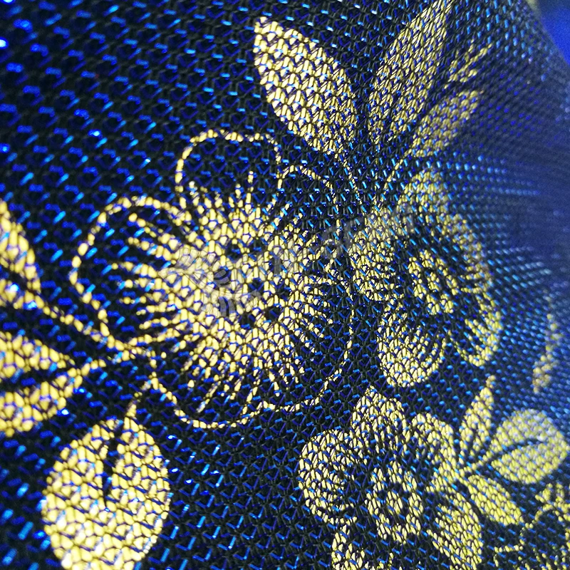 Royal Blue Foiled Metallic Bonding Fabric for Robes Tunic