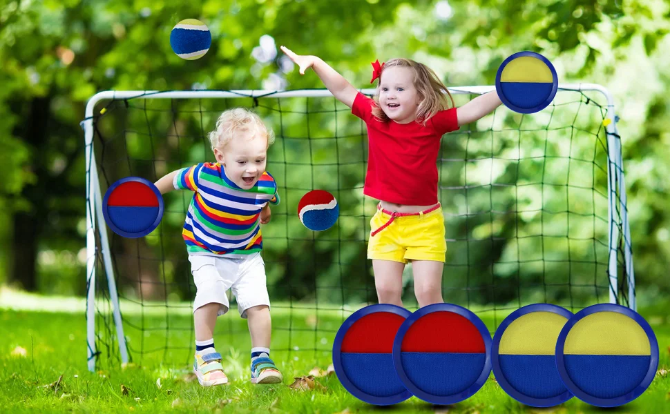 Hot selling Outdoor sports catching ball games toy paddle sticky target catch ball and Verclo Catch Ball set