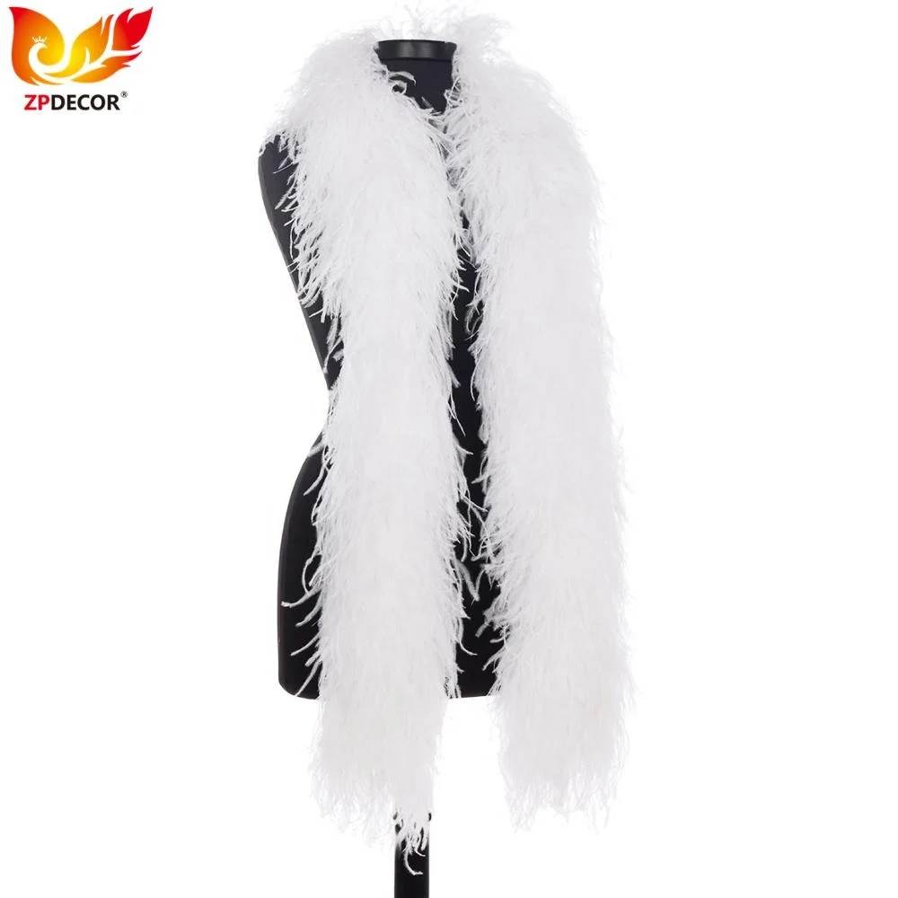 ZPDECOR Factory Wholesale Clothing Made of Feathers Cheap 8 Ply White Ostrich Feather Boas Scarf for Fashion Show