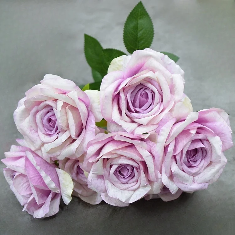 2024 high quality 7 heads snow spots fabric rose bouquet for wedding decoration, flower arrangement material