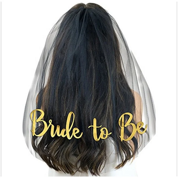 Bride to Be Veil Gold Writings Engagement Decoration Accessories Gift Bachelorette Party Bridal Shower