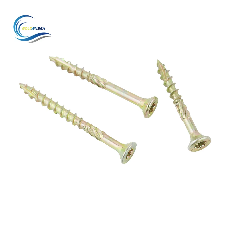 Zinc plated Spax decking turbo screws with pozi-3 drive double CSK head and serration thread