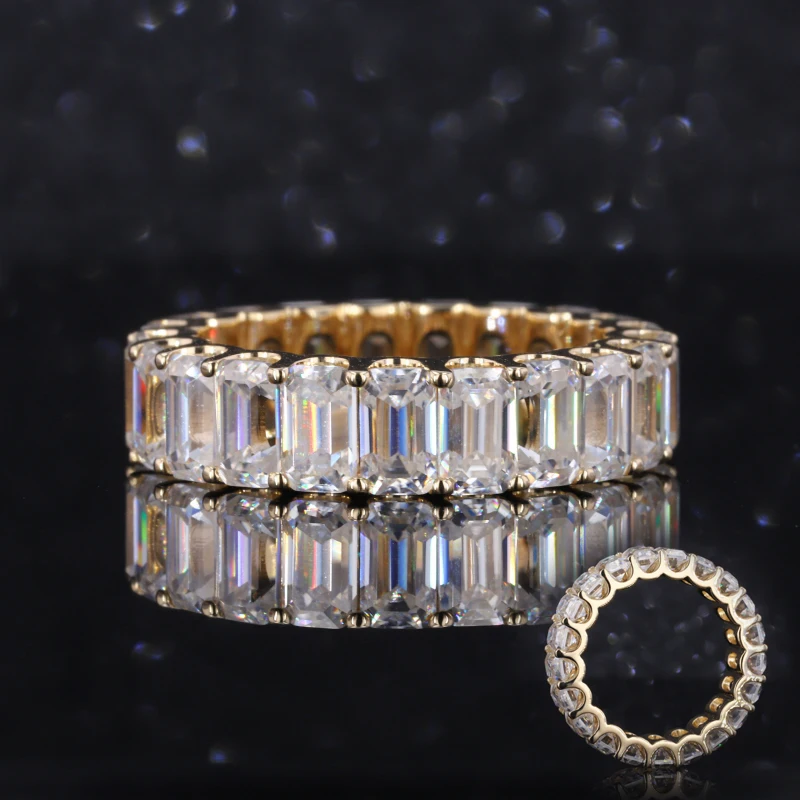 14k gold jewelry wholesale ring emerald cut original moissanite gold eternity ring engagement solid gold gemstone ring