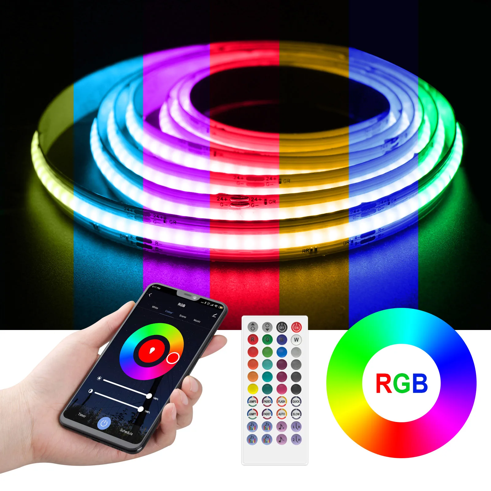 Новый 840 светодиодов DC24V DC12V COB RGB Светодиодная лента для украшения стен комнаты гибкая подсветка телевизора геймер 20