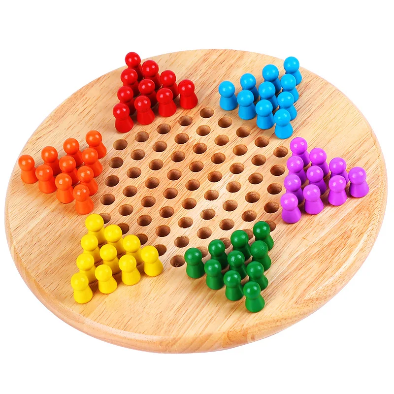 Indoor Wooden Chinese Checkers Chess Board Game With 6 Colors Wooden for kids and adults
