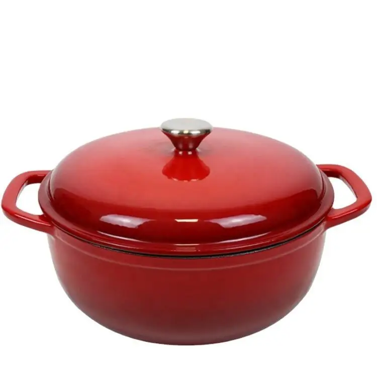 Nordic Design Red Cast Iron Dutch Oven Sustainable Kitchen Metal Feature
