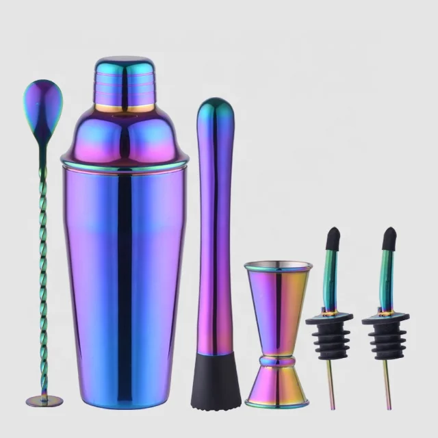 
OUYADA 700ml iridescent stainless steel bar set 