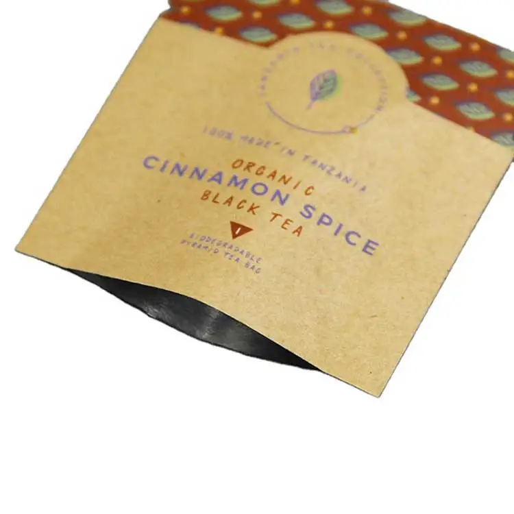 Wholesale Custom Biodegradable Heat Seal 3 Side Seal Tea Coffee Bags Kraft Paper Empty Tea Sachet Packaging
