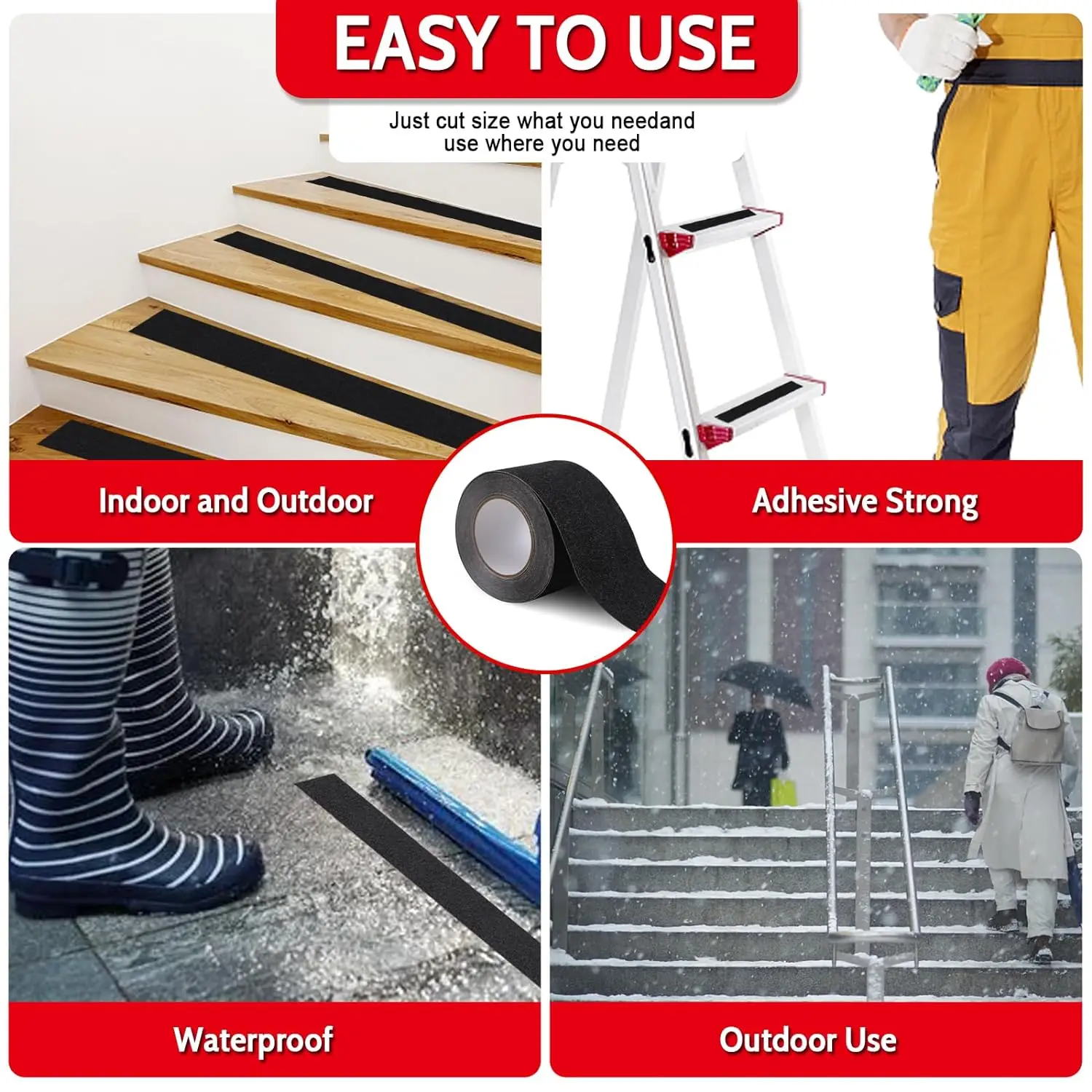 Wholesale Self Adhesive Waterproof Grip Bathtub Strip Non Slip Stair Safety Walk tread anti skid tape for Steps