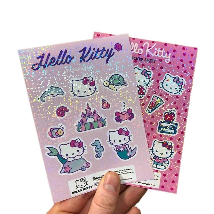 Creative Sparkle Stickers Sheet Glitter Custom Holographic Stickers Kiss Cut Reflective Sticker Printing