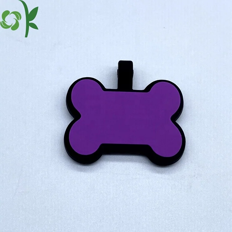  OKSILICONE Free Sample Bone Shape Dog Pet Name ID Tag Silicone Identify Rubber