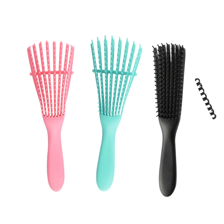 Escova Polvo Afro Octopus 8 Rows Wet Hair Brush Detangler Luxury Vent Brush Hair Flexible Detangling Hair Brushes For Women