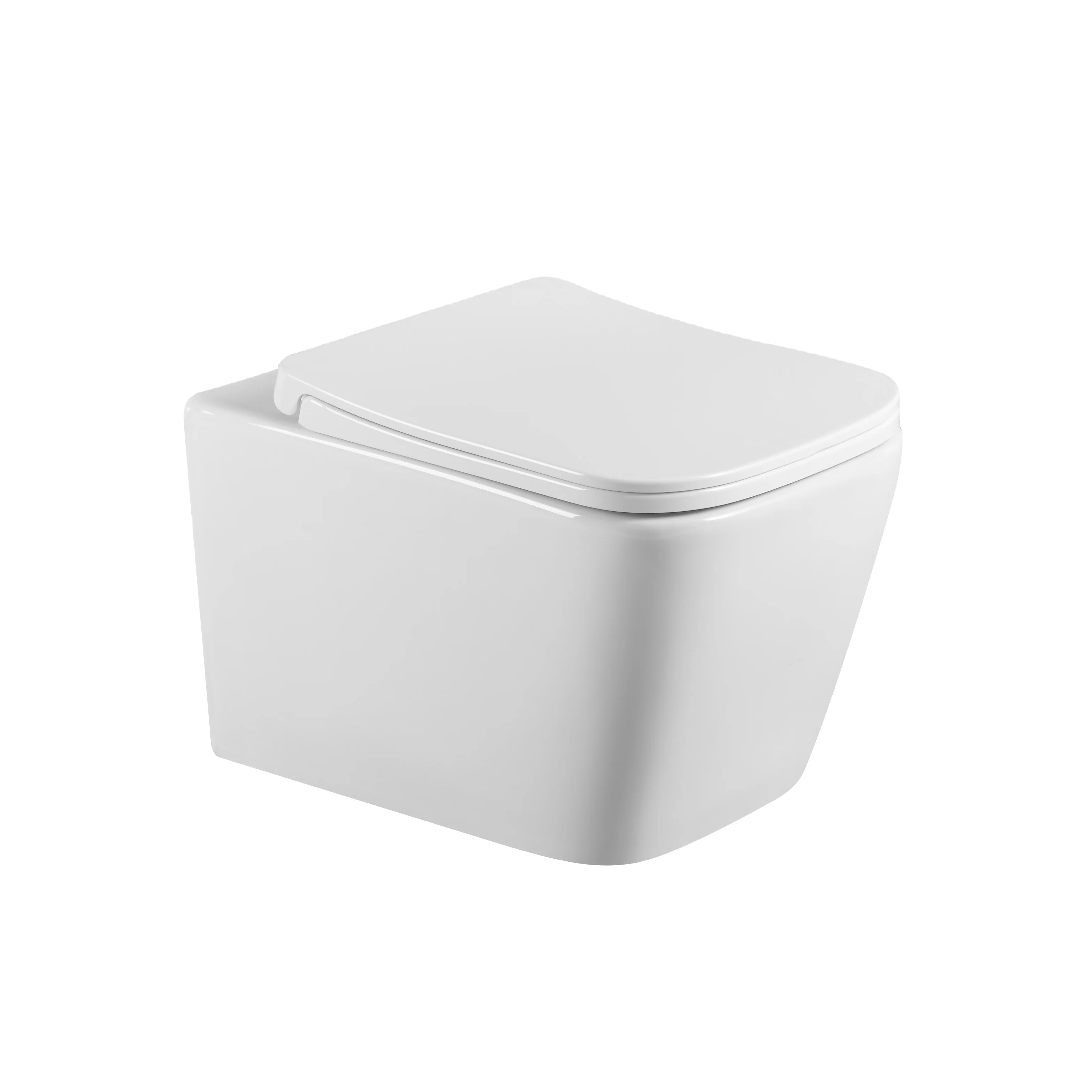 AIDI European Modern Design Ceramic Bathroom Rimless Flushing Dual Flush Square Wall Hung Toilet