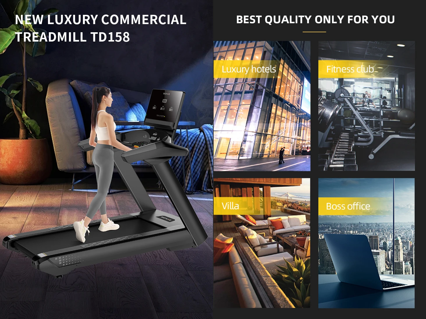 YUNPAO Commercial treadmill 3hp ac motor trademill machine treadmill power running machine