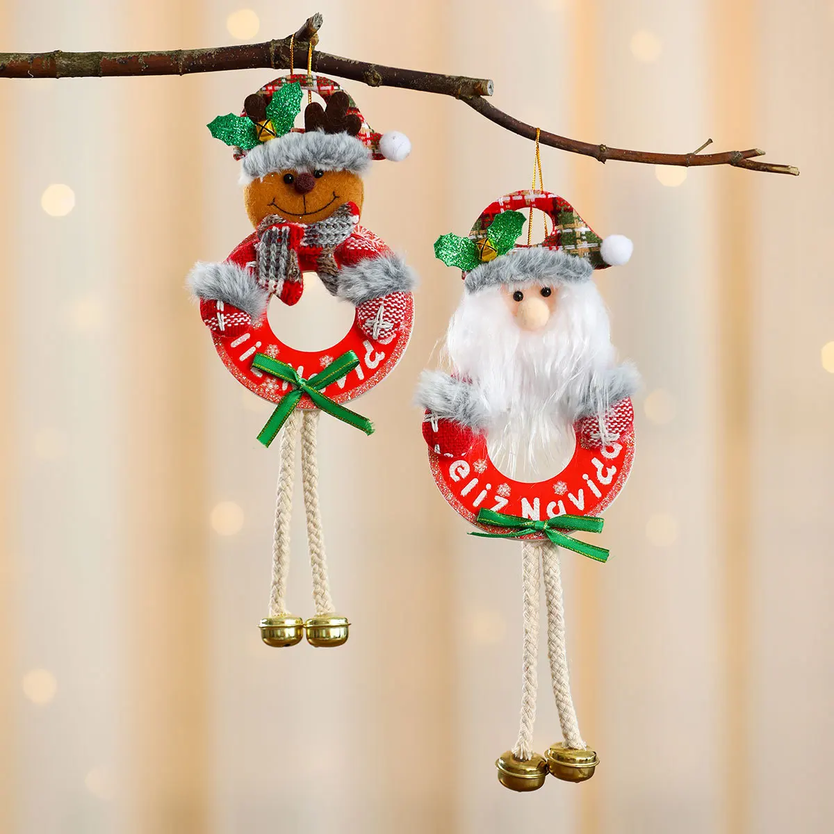 New Christmas doll small pendant KT board with bells Christmas tree pendant Christmas decoration supplies small gifts