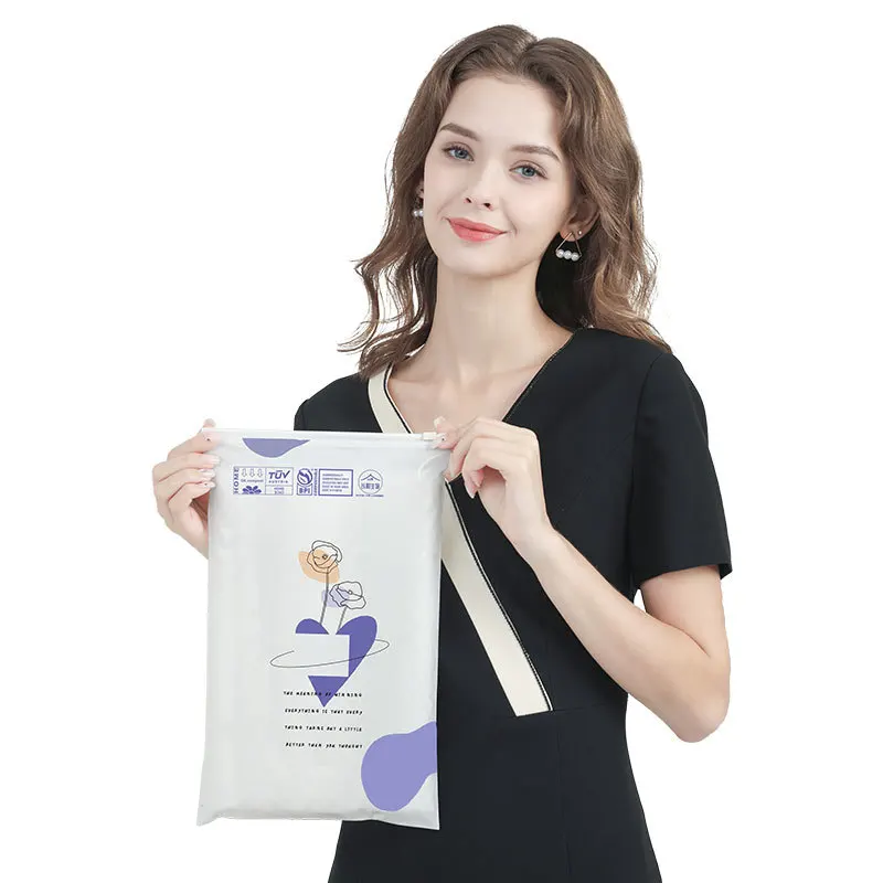 biodegradable compostable frosted zipper tote bag with zipper and pocket water proof