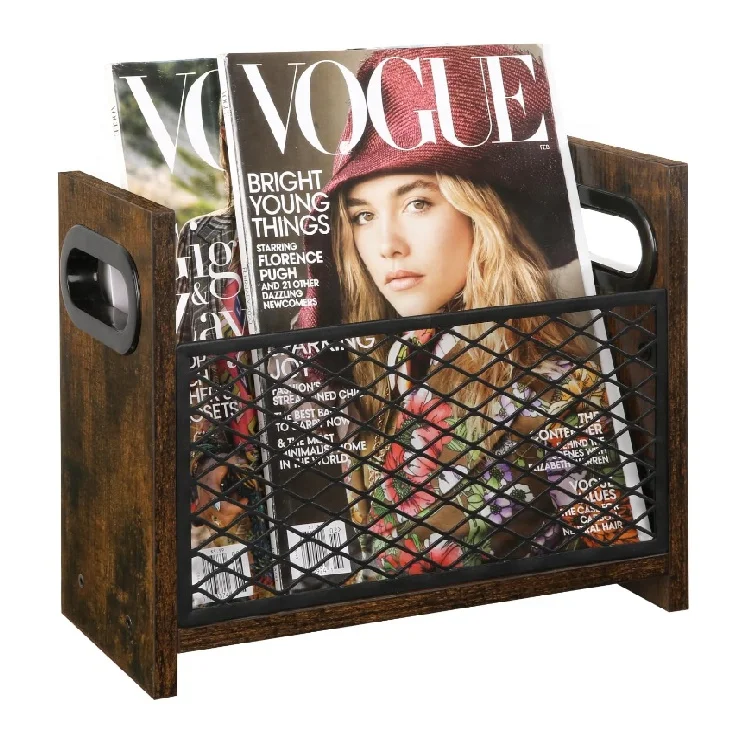 Farmhouse File Storage Basket  Magazine Rack For Desktop and Home Office Magazine Holder