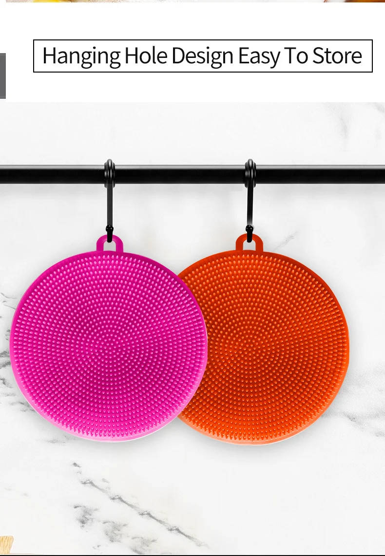Multifunction round TPE Silicone Cleaning Brush Kitchen Accessories Dishwashing Plastic Rubber Mat Dish Cleaning Brush