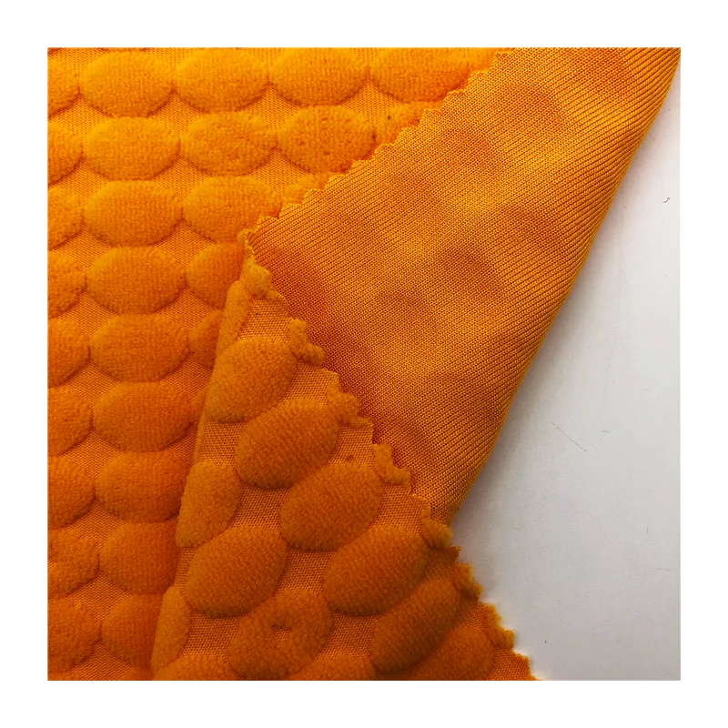 2023 new design Oval shaped towel terry fabric 94%polyester 6%spandex warm jacquard terry knitted fabric for garments