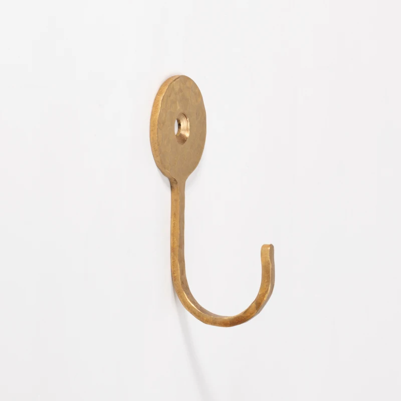 Hammered Minimal J Hook Brass cloth coat wall J shape Key Bag hooks hangers steel Metal kitchen Decorative wall hook handmade