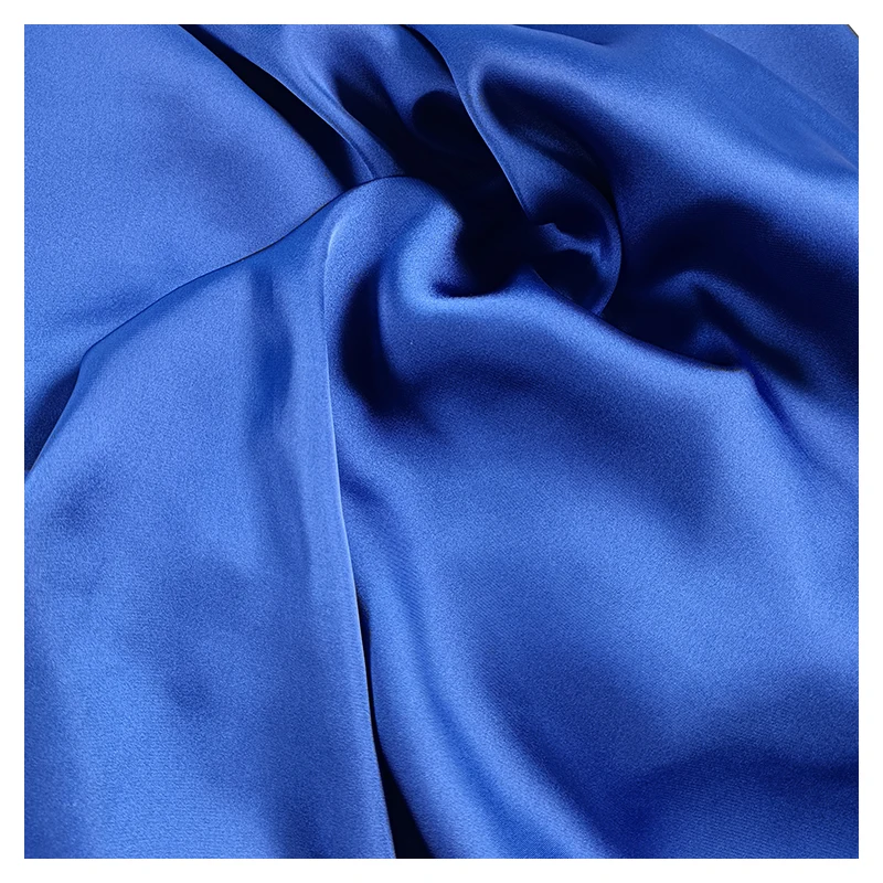 Royal Blue Polyester Double Sided Shiny Garment Glitter Floral Satin Silk Fabric