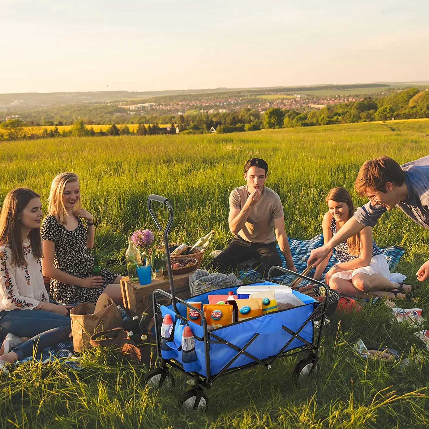 Foldable camping trolley wagon cart for outdoor garden and beach wheels tires fishing beach waggon cart for outdoor