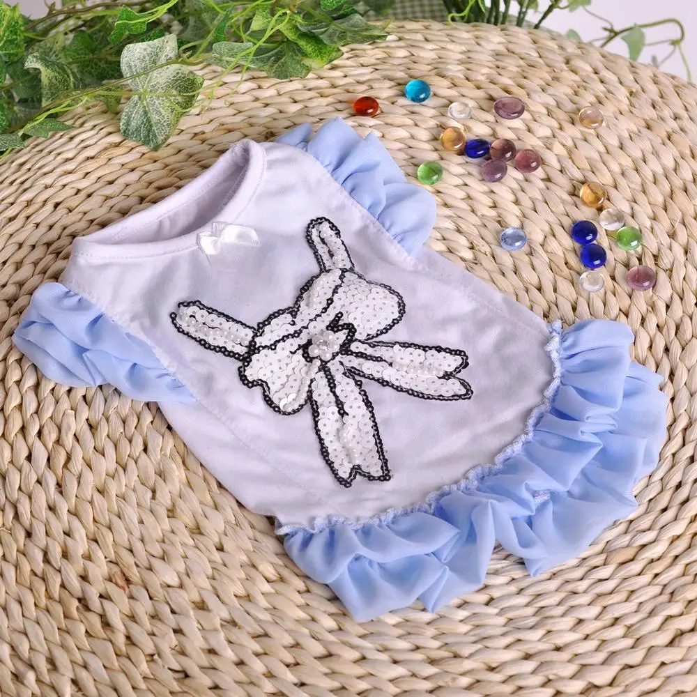 Платье для собаки с юбкой на заказ платья розового и голубого цвета маленьких принцесс летние свадебные принадлежности щенков