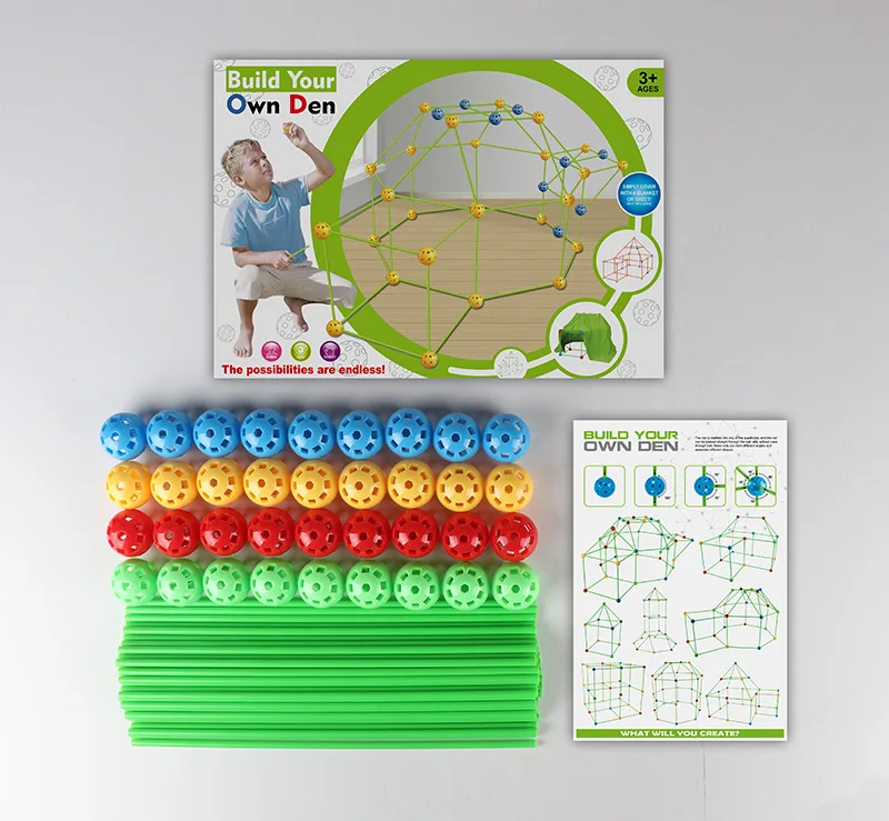 120PCS Kids Fort Building Kit Construction Toys for Boys and Girls Ultimate Forts Builder Gift Build DIY Building Education