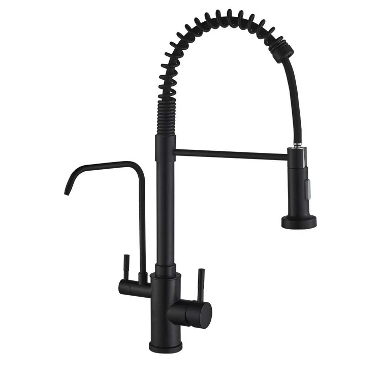 Hot sell deck mounted  2 handle three way 3 way black water purifier sink faucet