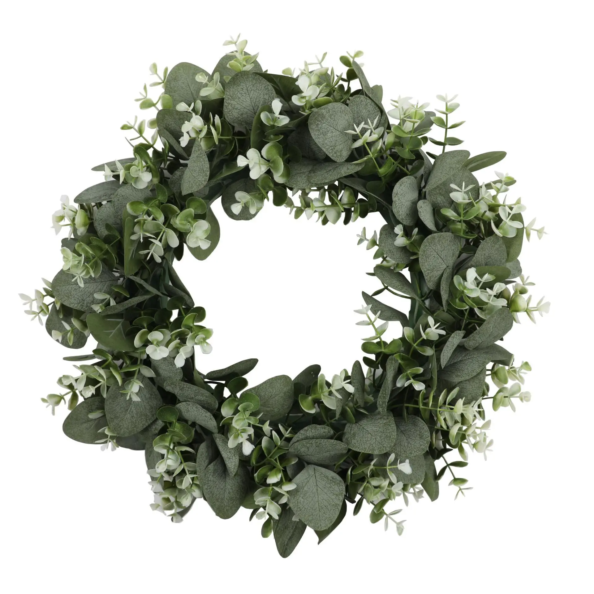 Thanksgiving Wreaths 20 Inch Artificial Leaves Green Eucalyptus Christmas Wreath For  Door Halloween Wreath