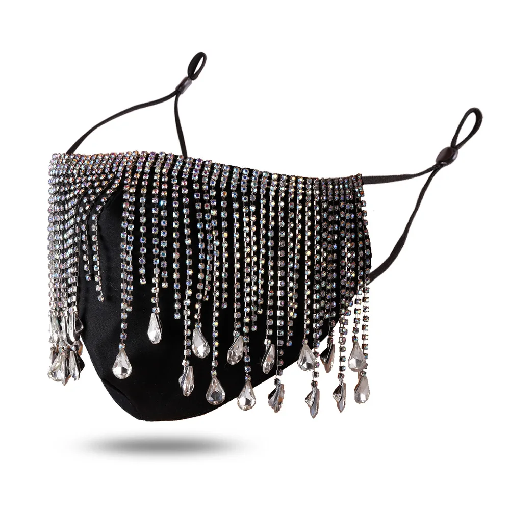 Decoration club style tassel Sequin bling rhinestone party mask