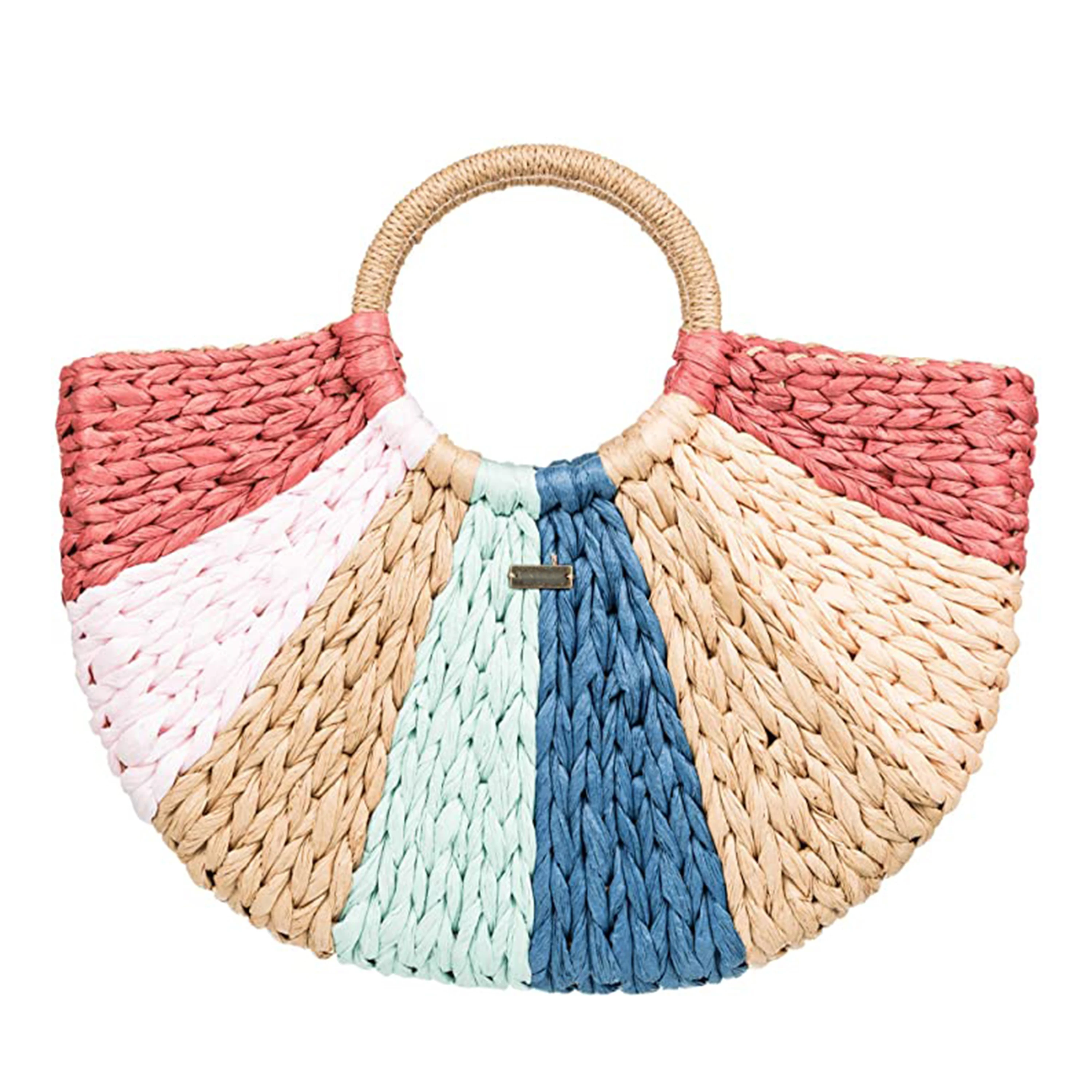 Wholesale low price beach bag water hyacinth handbag straw tote bag rattan bag