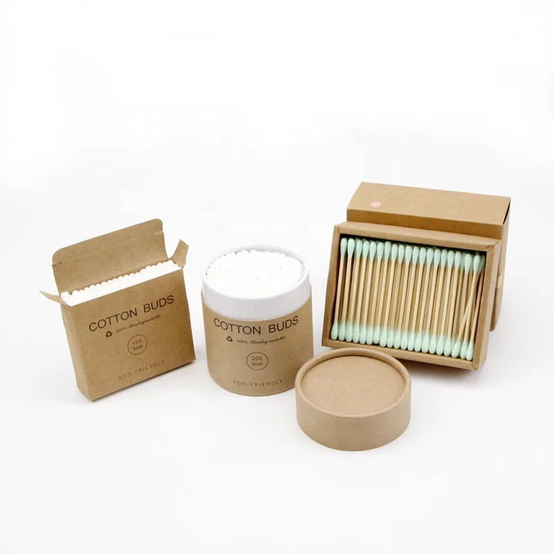 Customer logo 200pcs bamboo stick cotton buds Makeup remover swab