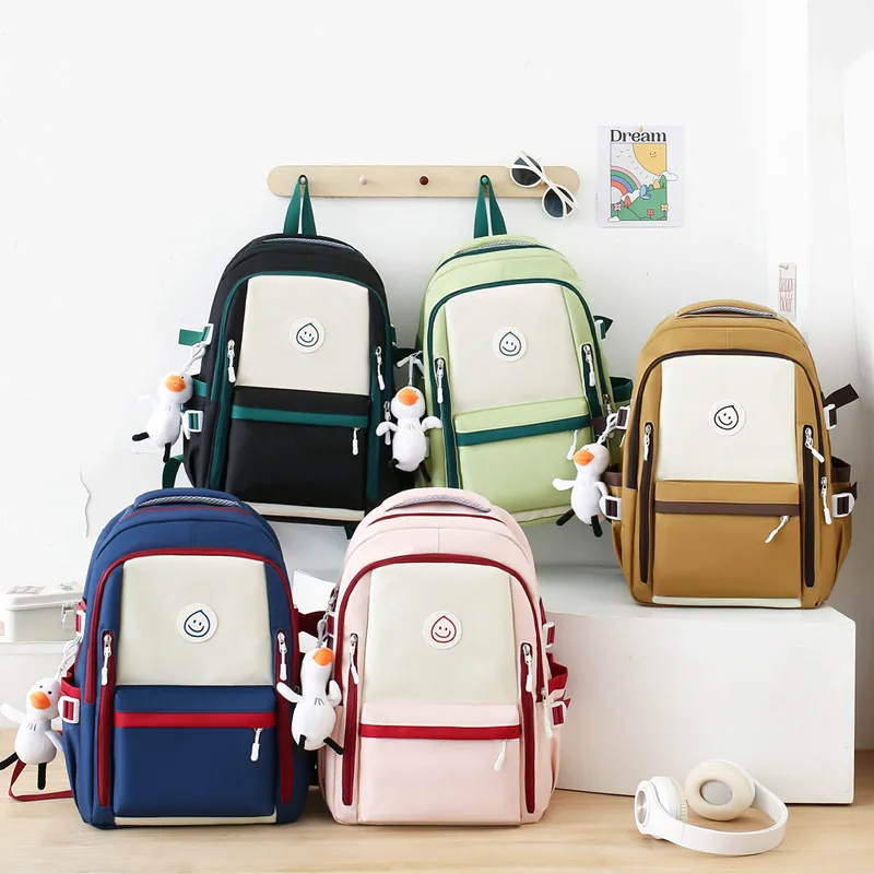 Middle School Backpack Instagram Style Backpack 2024 High School Girls Large Capacity Four Piece School Bag