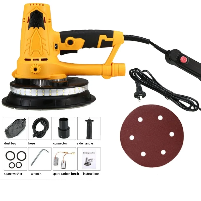 Portable 1250W Dust-Free Electric Drywall Sander DIY 180mm Wall Grinder Putty Sanding Machine with Power Wall Tools