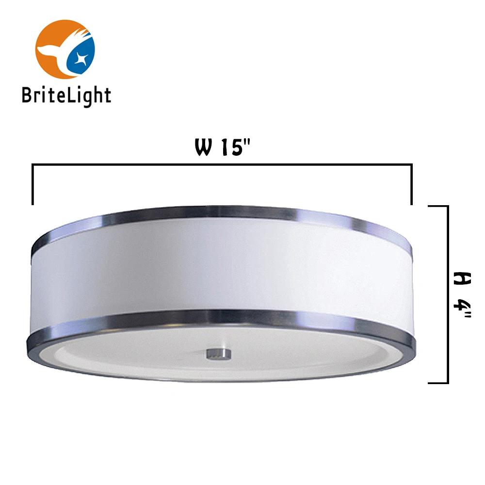 15 inches Round LED 25W White Acrylic Brushed Nickel Ceiling Lamp Contemporary home decoration with ETL certificate