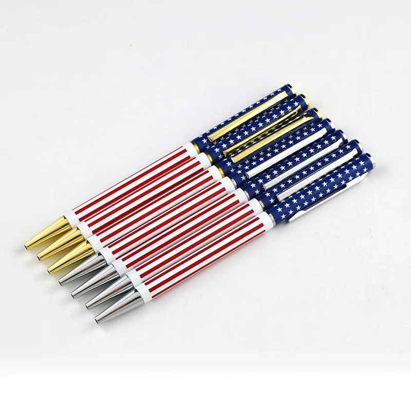 ODM&OEM Printed USA Flag Pen Custom Eagle Angel Personalised Clip Multi Finishes Plating Slim Business Metal Pen with Logo